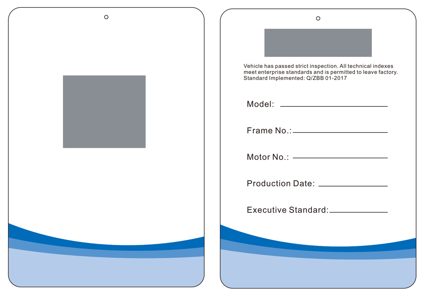 Factory inspection certificate layout sample with customer branding hidden